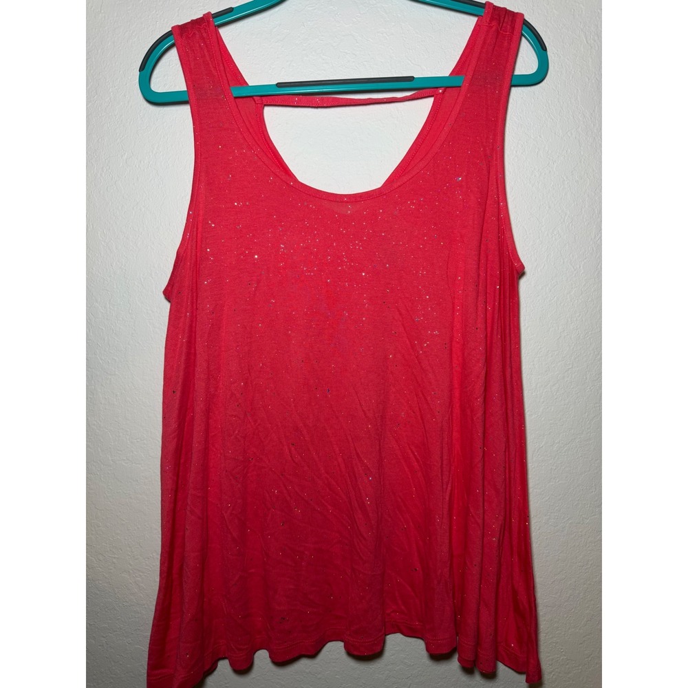 Juicy Couture Red Glitter Speckle Tank Top Medium Rayon Strappy Back Scoop Neck